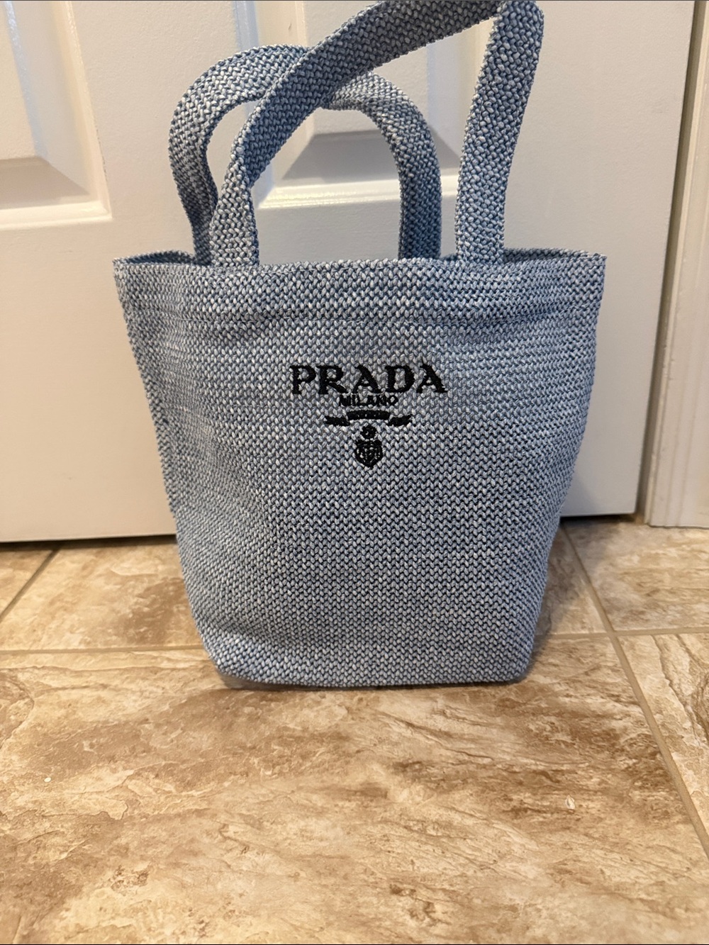 Prada Light Small Blue Raffia Tote - GWP from L’Homme L’eau - Picture 4 of 8